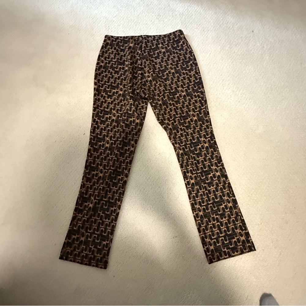 Clara SunWoo Geometric Patterned Brown & Black Women's Pull On Pants